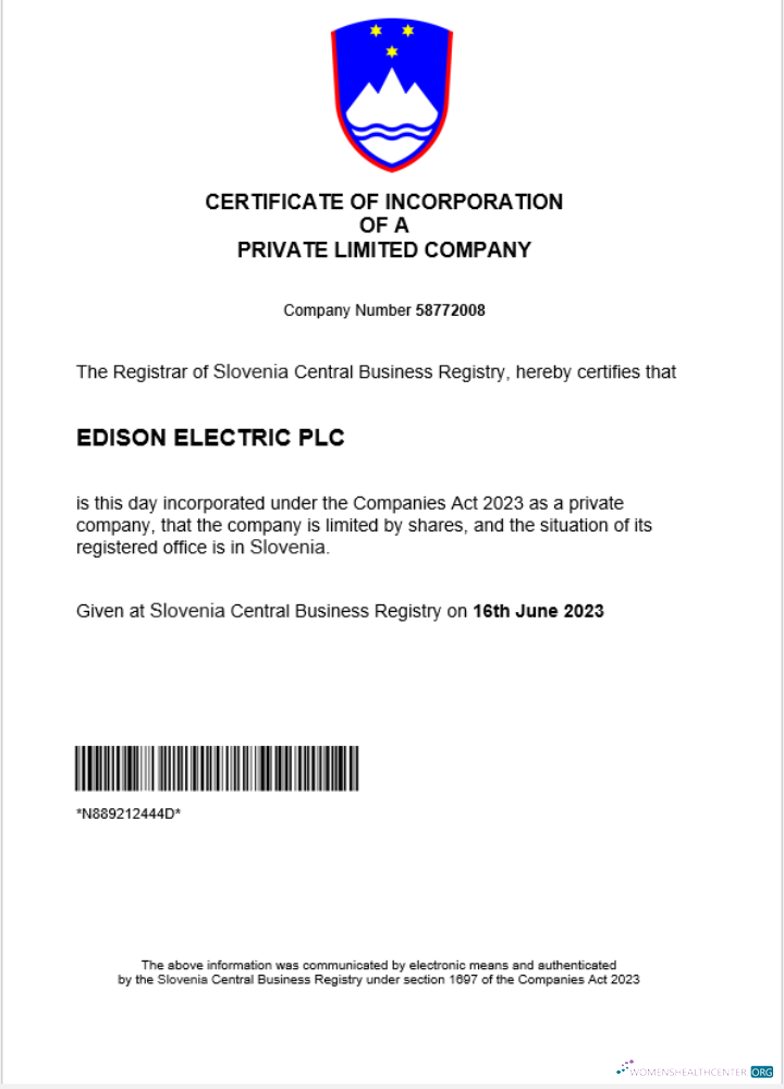 Download Slovenia business registration certificate Word and PDF template Photoshop template